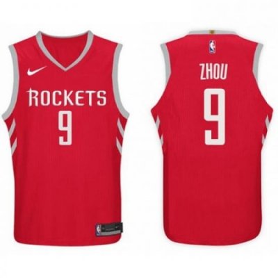 Nike NBA Houston Rockets 9 Zhou Qi Jersey 2017 18 New Season Red Jersey