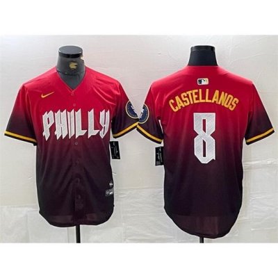 Men Philadelphia Phillies 8 Nick Castellanos Red 2024 City Connect Limited Stitched Jersey