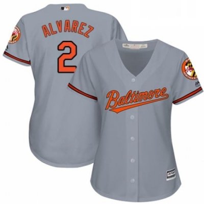 Womens Majestic Baltimore Orioles 2 Pedro Alvarez Replica Grey Road Cool Base MLB Jersey