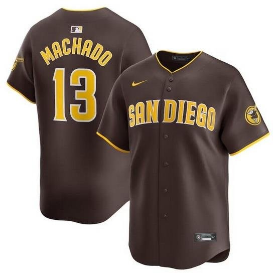 Men San Diego Padres 13 Manny Machado BroWn 2024 Home Limited Stitched Baseball Jersey