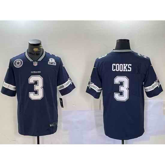 Men Dallas Cowboys 3 Brandin Cooks Navy Vapor Untouchable Limited Stitched Football Jersey 5