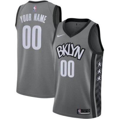 Men Women Youth Toddler Brooklyn Nets Custom Gray Nike NBA Stitched Jersey