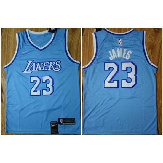 Lakers 23 Lebron James Light Blue Nike Swingman Jersey