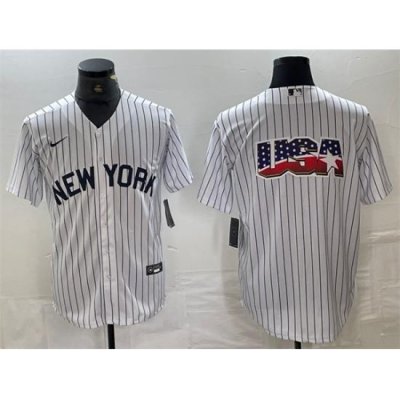 Men NeW York Yankees Team Big Logo White Cool Base Stitched Baseball Jersey 3