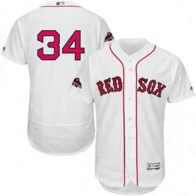 Mens Majestic Boston Red Sox 34 David Ortiz White Home Flex Base Authentic Collection 2018 World Series Jersey