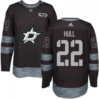 Mens Adidas Dallas Stars 22 Brett Hull Premier Black 1917 2017 100th Anniversary NHL Jersey