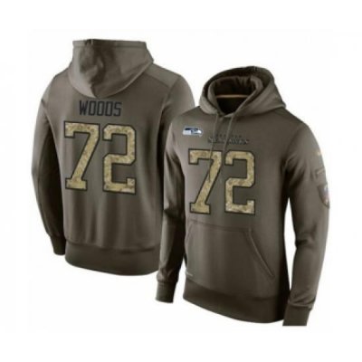 Football Mens Seattle Seahawks 72 Al Woods Green Salute To Service Pullover Hoodie