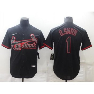 Men St  Louis Cardinals 1 Ozzie Smith Black ShadoW Cool Base Stitched jersey