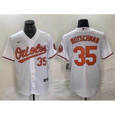 Men Baltimore Orioles 35 Adley Rutschman White 2024 Home Limited Cool Base Stitched Baseball Jersey