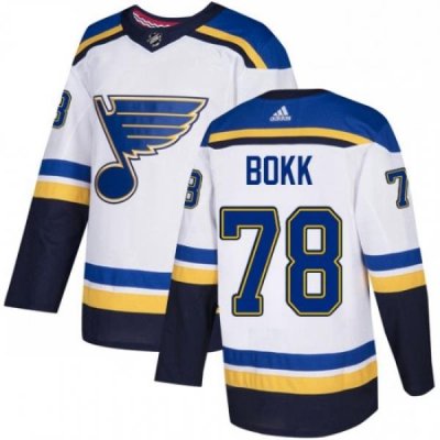 Mens Adidas St Louis Blues 78 Dominik Bokk Authentic White Away NHL Jersey