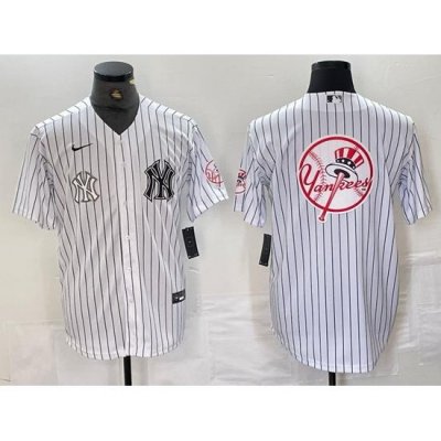 Men NeW York Yankees White Team Big Logo Cool Base Stitched Baseball Jersey 26