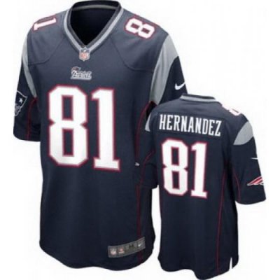 Youth Nike New England Patriots 81# Aaron Hernandez Game Navy Blue Jerseys