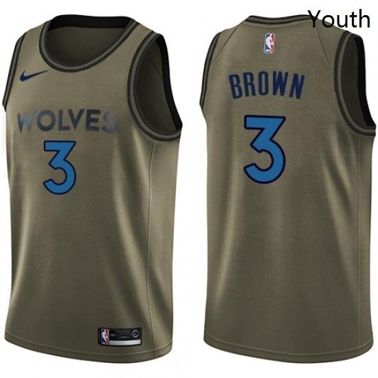 Youth Nike Minnesota Timberwolves 3 Anthony Brown Swingman Green Salute to Service NBA Jersey