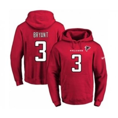 Football Mens Atlanta Falcons 3 Matt Bryant Red Name Number Pullover Hoodie