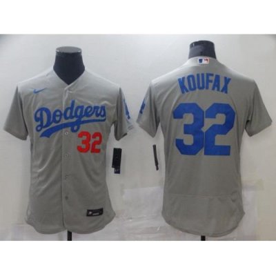 Men Los Angeles Dodgers 32 Koufax Grey Elite 2021 Nike MLB Jersey