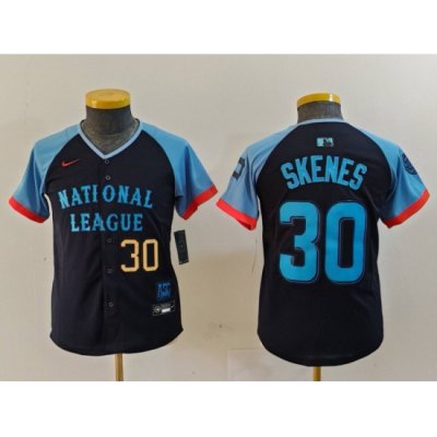 Youth National League 30 Paul Skenes Navy 2024 All Star Limited Stitched Baseball Jersey 1