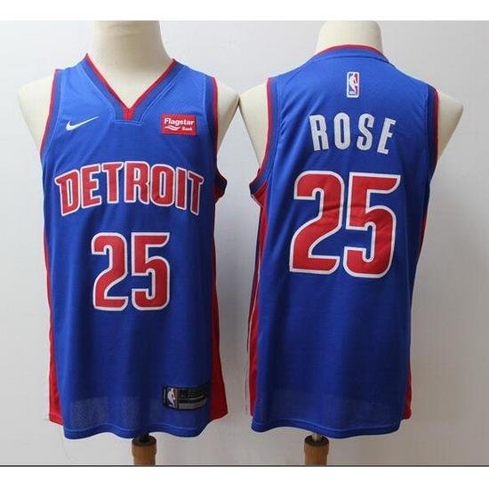 Pistons 25 Derrick Rose Blue City Edition Nike Swingman Jersey