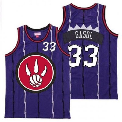 Raptors 33 Marc Gasol Purple Red Big Logo Retro Jersey 4