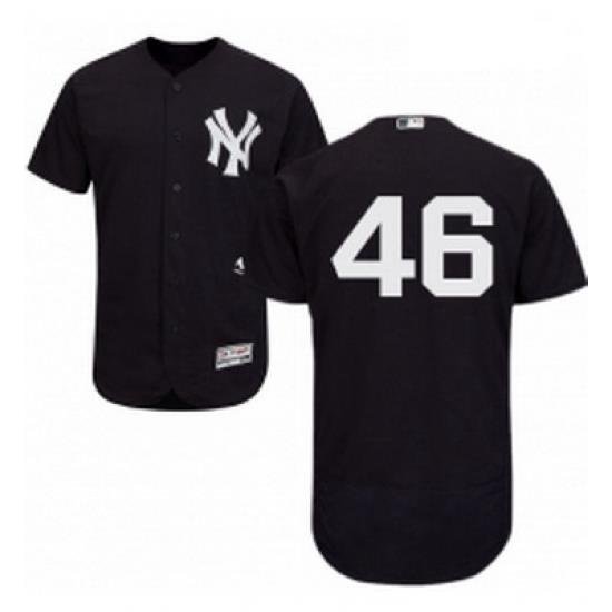 Mens Majestic NeW York Yankees 46 Andy Pettitte Navy Blue Alternate Flex Base Authentic Collection MLB Jersey