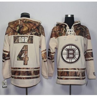 Bruins #4 Bobby Orr Cream Camo Stitched NHL Hoody