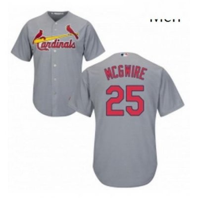 Mens Majestic St Louis Cardinals 25 Mark McGwire Replica Grey Road Cool Base MLB Jersey