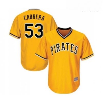 Mens Pittsburgh Pirates 53 Melky Cabrera Replica Gold Alternate Cool Base Baseball Jersey