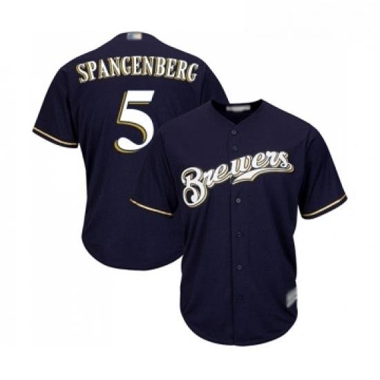 Youth Milwaukee Brewers 5 Cory Spangenberg Replica Navy Blue Alternate Cool Base Baseball Jersey