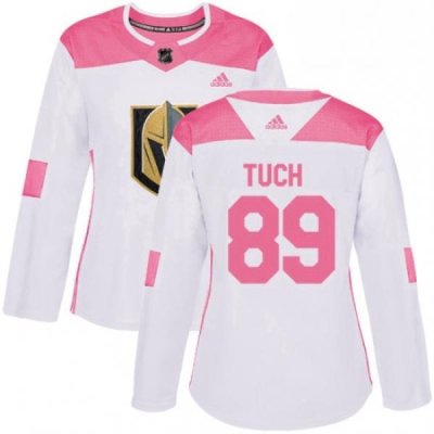 Womens Adidas Vegas Golden Knights 89 Alex Tuch Authentic WhitePink Fashion NHL Jersey