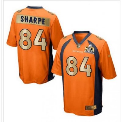 Nike Broncos #84 Shannon Sharpe Orange Team Color Mens Stitched NFL Game Super BoWl 50 Collection Jersey