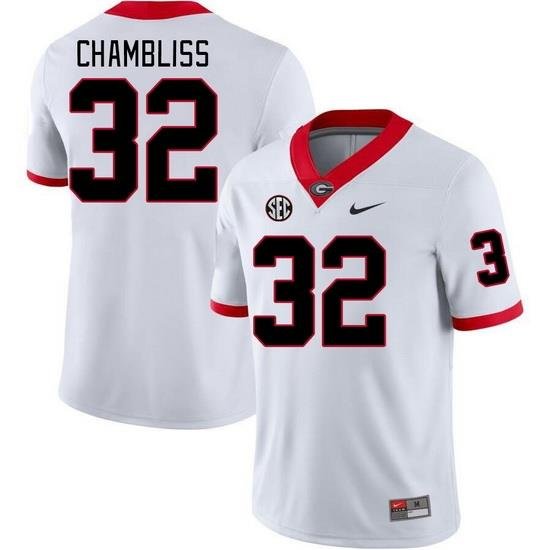 Men #32 Chaz Chambliss Georgia Bulldogs College Football Jerseys Stitched-White