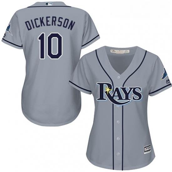 Womens Majestic Tampa Bay Rays 10 Corey Dickerson Replica Grey Road Cool Base MLB Jersey