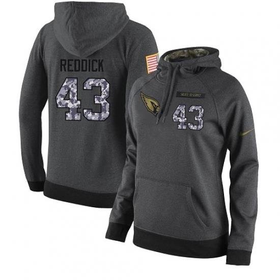 NFL Womens Nike Arizona Cardinals 43 Haason Reddick Stitched Black Anthracite Salute to Service Player Performance Hoodie