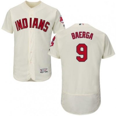 Mens Majestic Cleveland Indians 9 Carlos Baerga Cream Flexbase Authentic Collection MLB Jersey