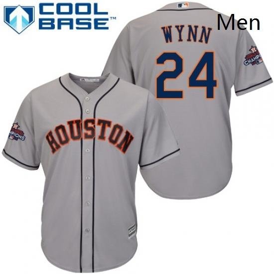 Mens Majestic Houston Astros 24 Jimmy Wynn Replica Grey Road 2017 World Series Champions Cool Base MLB Jersey