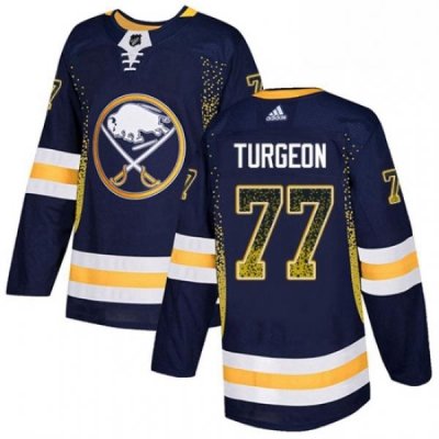 Mens Adidas Buffalo Sabres 77 Pierre Turgeon Authentic Navy Blue Drift Fashion NHL Jersey