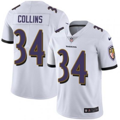 Youth Nike Ravens #34 Alex Collins White Stitched NFL Vapor Untouchable Limited Jersey