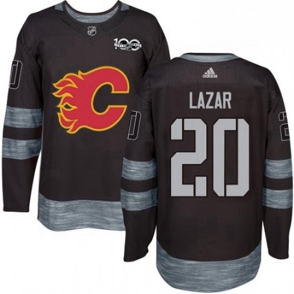 Mens Adidas Calgary Flames 20 Curtis Lazar Authentic Black 1917 2017 100th Anniversary NHL Jersey