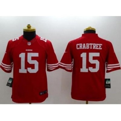 Youth Nike San Francisco 49ers #15 Michael Crabtree Red Team Color Stitched NFL Limited Jersey