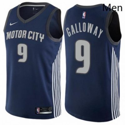 Mens Nike Detroit Pistons 9 Langston Galloway Authentic Navy Blue NBA Jersey City Edition