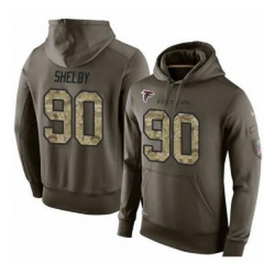 NFL Nike Atlanta Falcons 90 Derrick Shelby Green Salute To Service Mens Pullover Hoodie