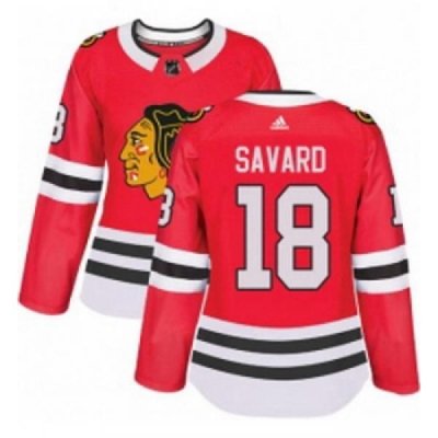 Womens Adidas Chicago Blackhawks 18 Denis Savard Authentic Red Home NHL Jersey