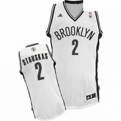 Mens Adidas Brooklyn Nets 2 Nik Stauskas Swingman White Home NBA Jersey