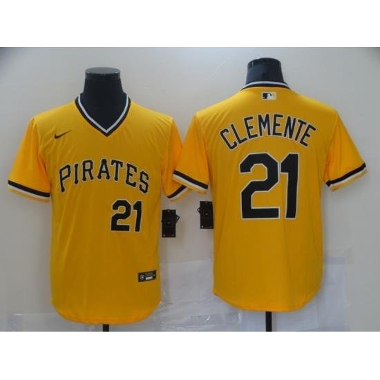 Men's Nike Pittsburgh Pirates #21 Roberto Clemente Gold ShoWtime Authentic Jersey