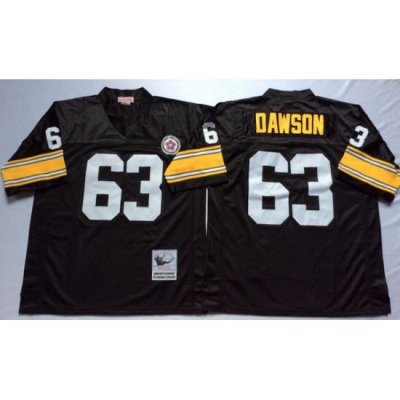 Men Pittsburgh Steelers 63 Dermontti Dawson Black M&N Throwback Jersey