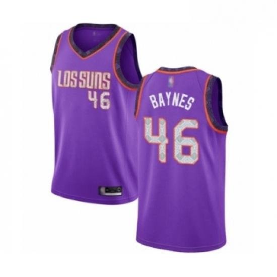 Mens Phoenix Suns 46 Aron Baynes Authentic Purple Basketball Jersey 2018 19 City Edition