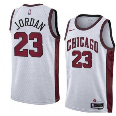 Men Chicago Bulls 23 Michael Jordan White 2022 23 City Edition Stitched Basketball Jersey