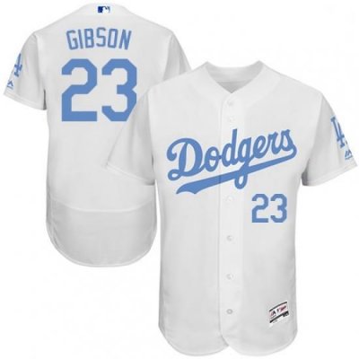 Mens Majestic Los Angeles Dodgers 23 Kirk Gibson Authentic White 2016 Fathers Day Fashion Flex Base Jersey