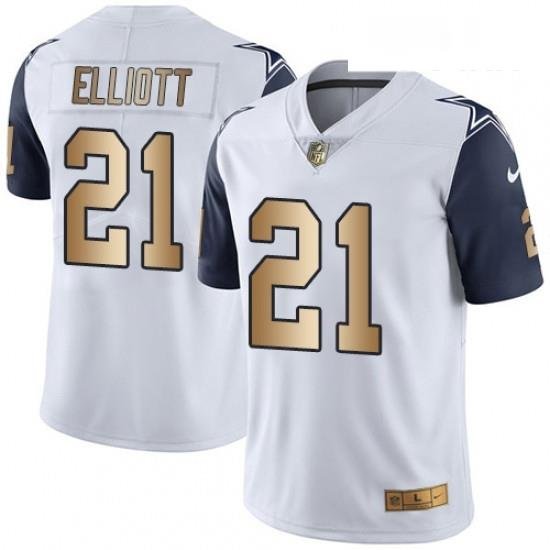 Youth Nike Dallas Cowboys 21 Ezekiel Elliott Limited WhiteGold Rush NFL Jersey