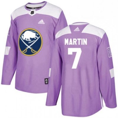 Mens Adidas Buffalo Sabres 7 Rick Martin Authentic Purple Fights Cancer Practice NHL Jersey