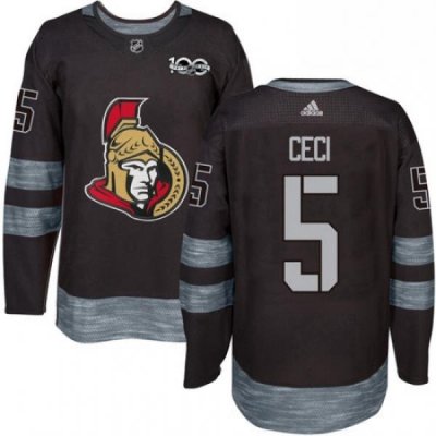 Mens Adidas Ottawa Senators 5 Cody Ceci Authentic Black 1917 2017 100th Anniversary NHL Jersey